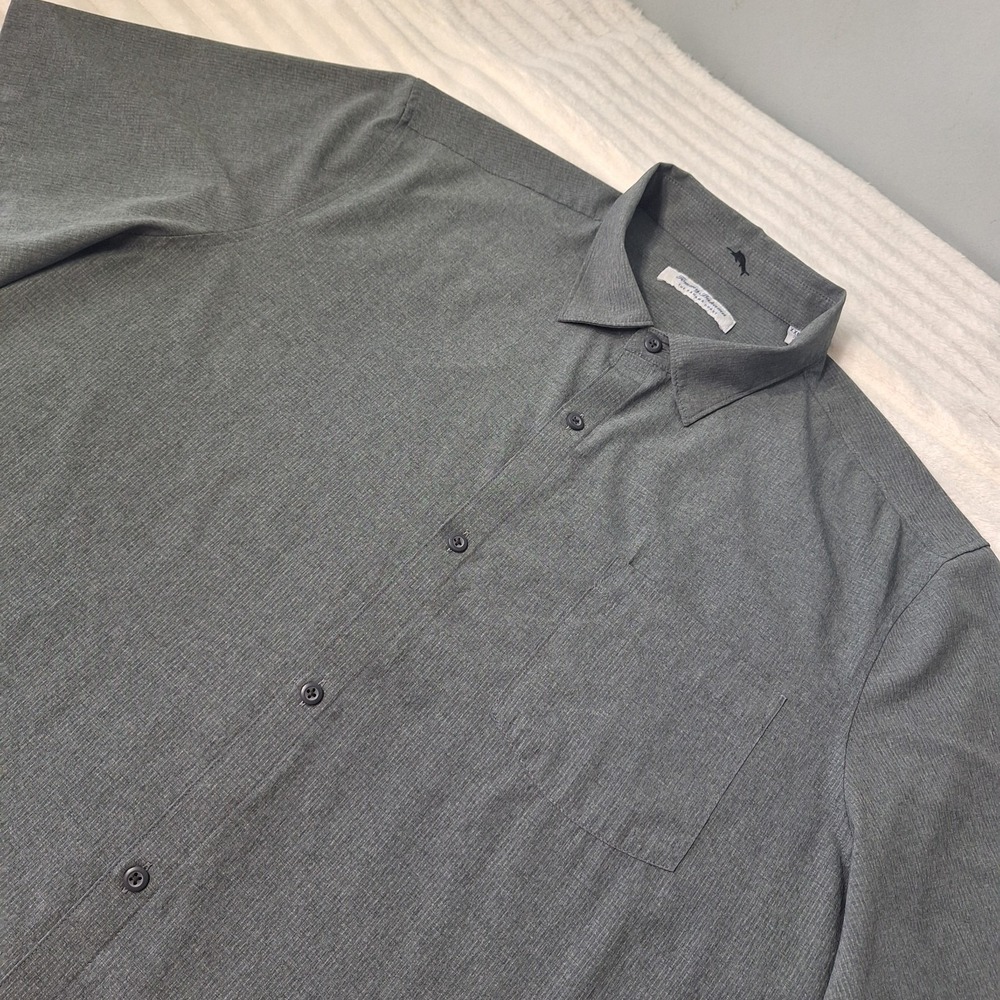 Tommy Bahama Islandzone Performance Button Up Shirt Mens XXL Gray Golf Camp